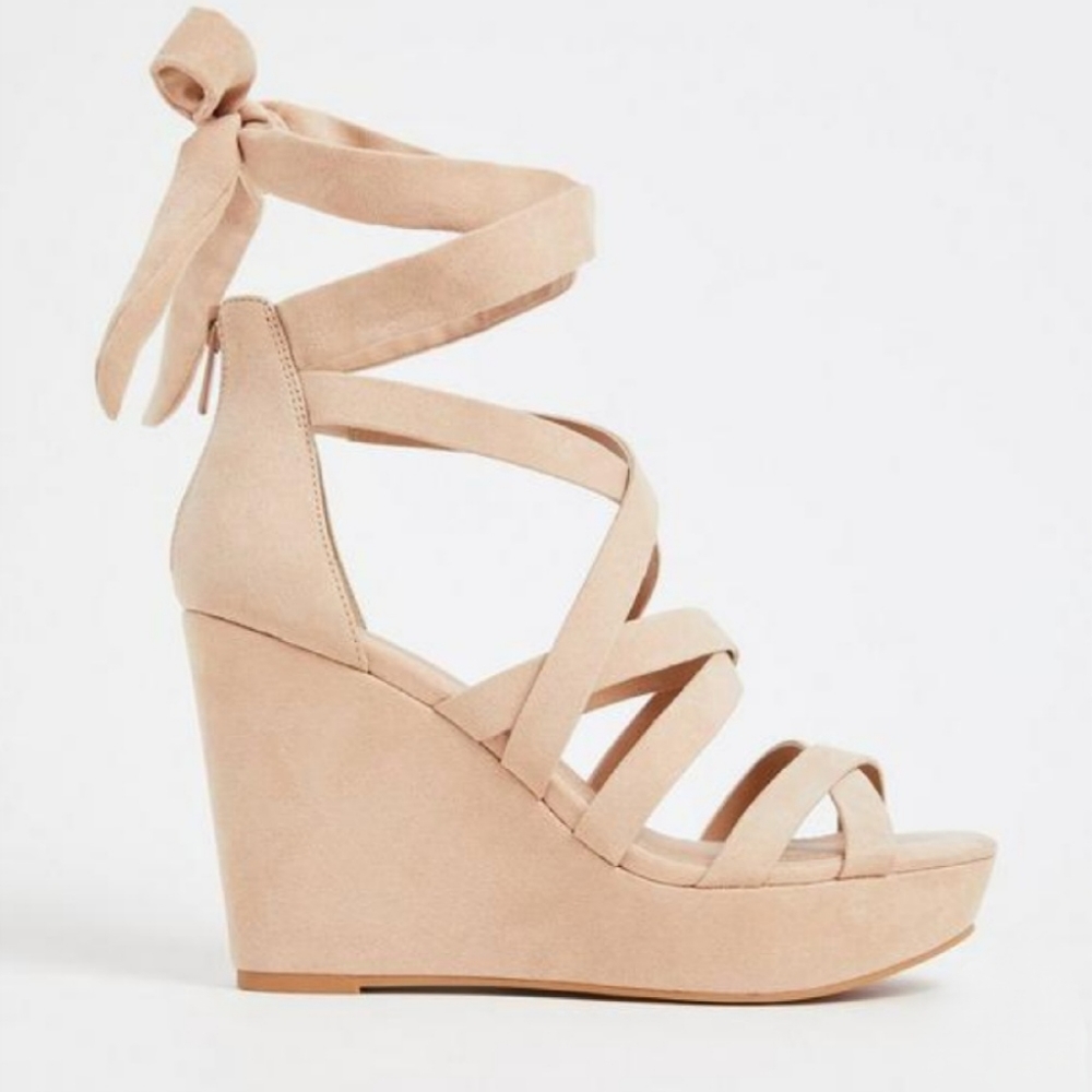 Torrid Strappy, tie up wedge platform heels (WW, Size 11)
